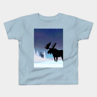 Northern Lights Bull Moose Kids T-Shirt